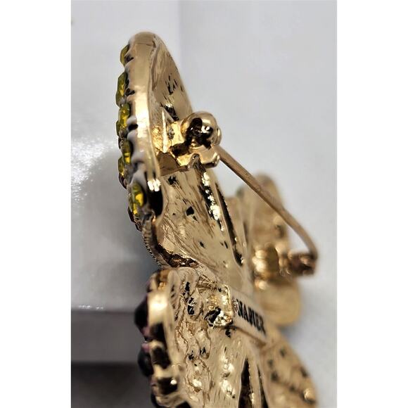 BROOCH/PIN-NAPIER-Butterfly-Multicolor Stones-Lock Clasp-Gold Tone-Unique - Picture 6 of 8